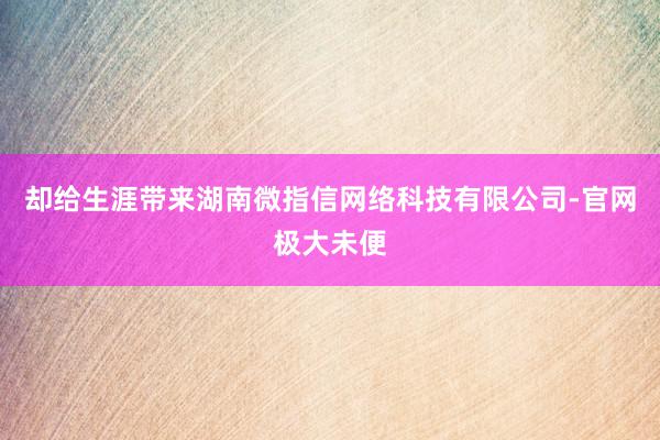 却给生涯带来湖南微指信网络科技有限公司-官网极大未便