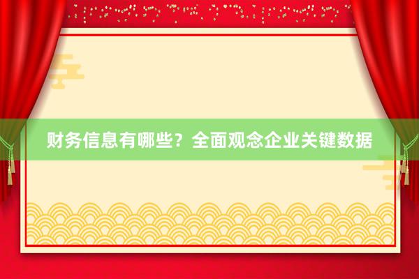 财务信息有哪些？全面观念企业关键数据
